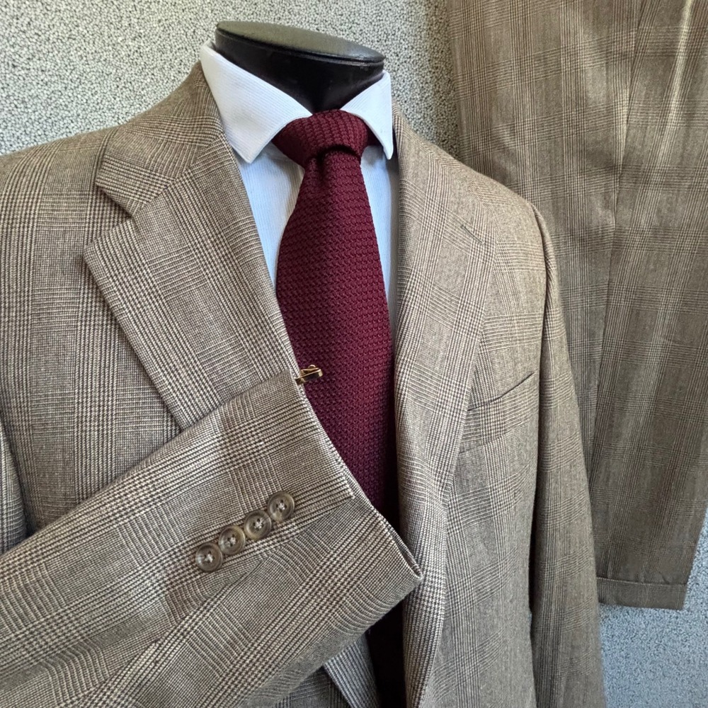 Polo University Club Suit 42R Brown Glen Plaid Wool Canada Old Money Ivy League